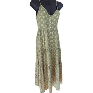 Patrons of Peace All over Floral White & Green Women’s dress size XS